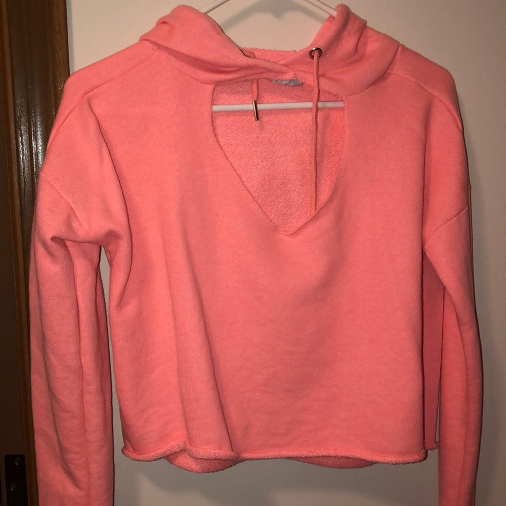 Coral crop hoodie